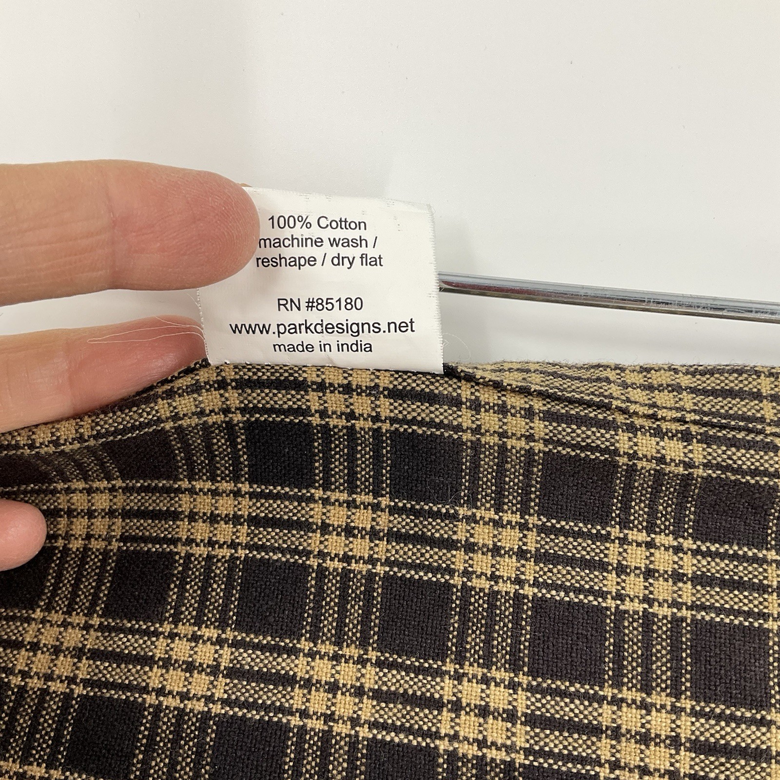 Park Designs Valance Sturbridge Plaid 71×13.5″ Cotton Made In India Tan/black