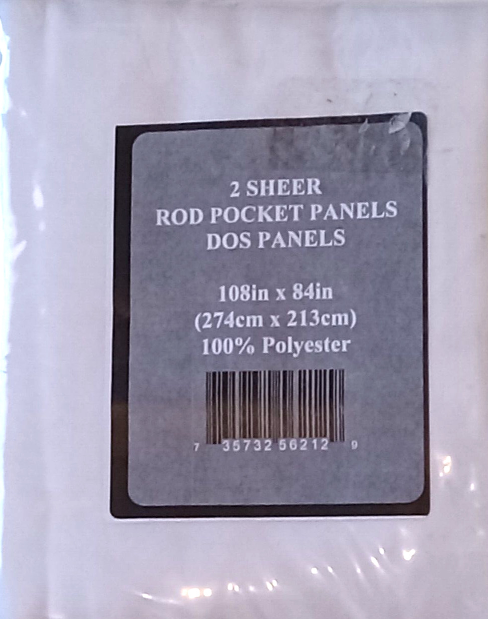 2 Pack Sheer Rod Pocket Panels DOS White 108in x 84in NIP x 2