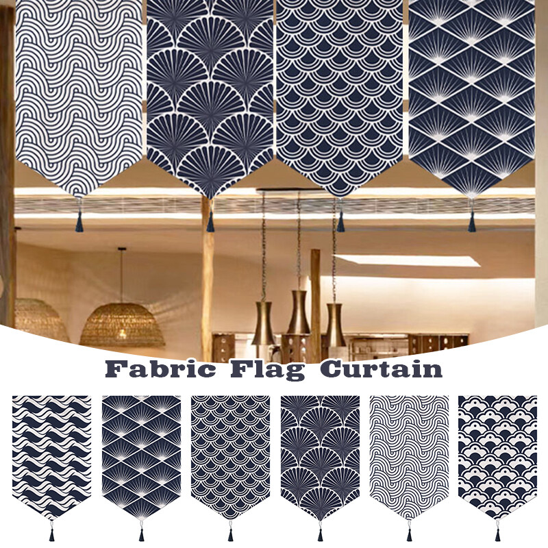 Japanese Short Curtain Wave Triangle Flag Kitchen Partition Restaurant Hanging