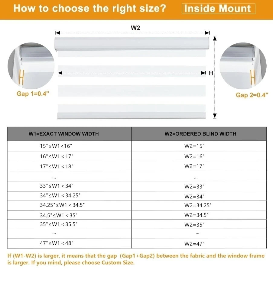 Persilux Cordless Zebra Blinds for Windows (58″ W X 72″ H, White)