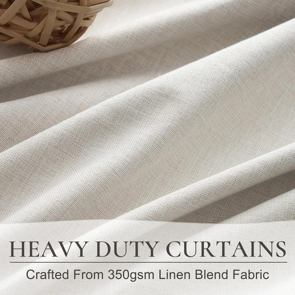 78 Inch Long Linen Blackout Curtains, 2 Panels Set for 76-80 Inch Window Drapes