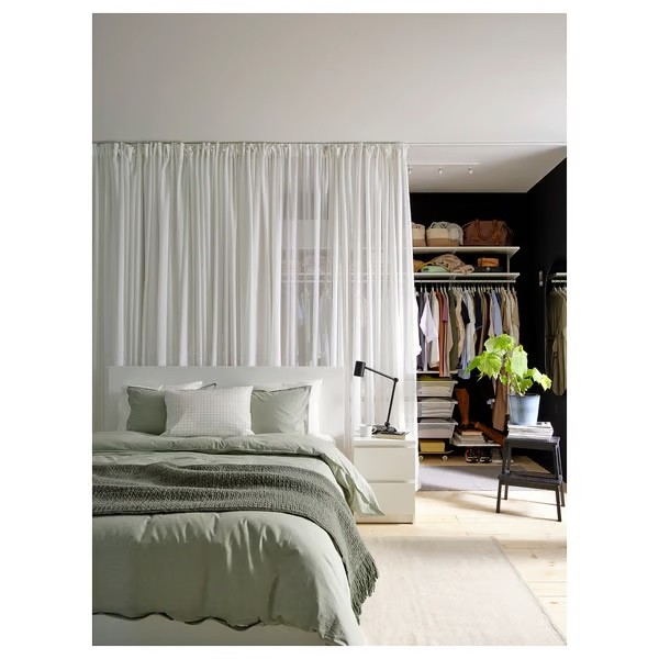 IKEA ÄNGSFRYLE 105.692.18 Sheer Curtain White 118×98″ Heading Tape Modern New