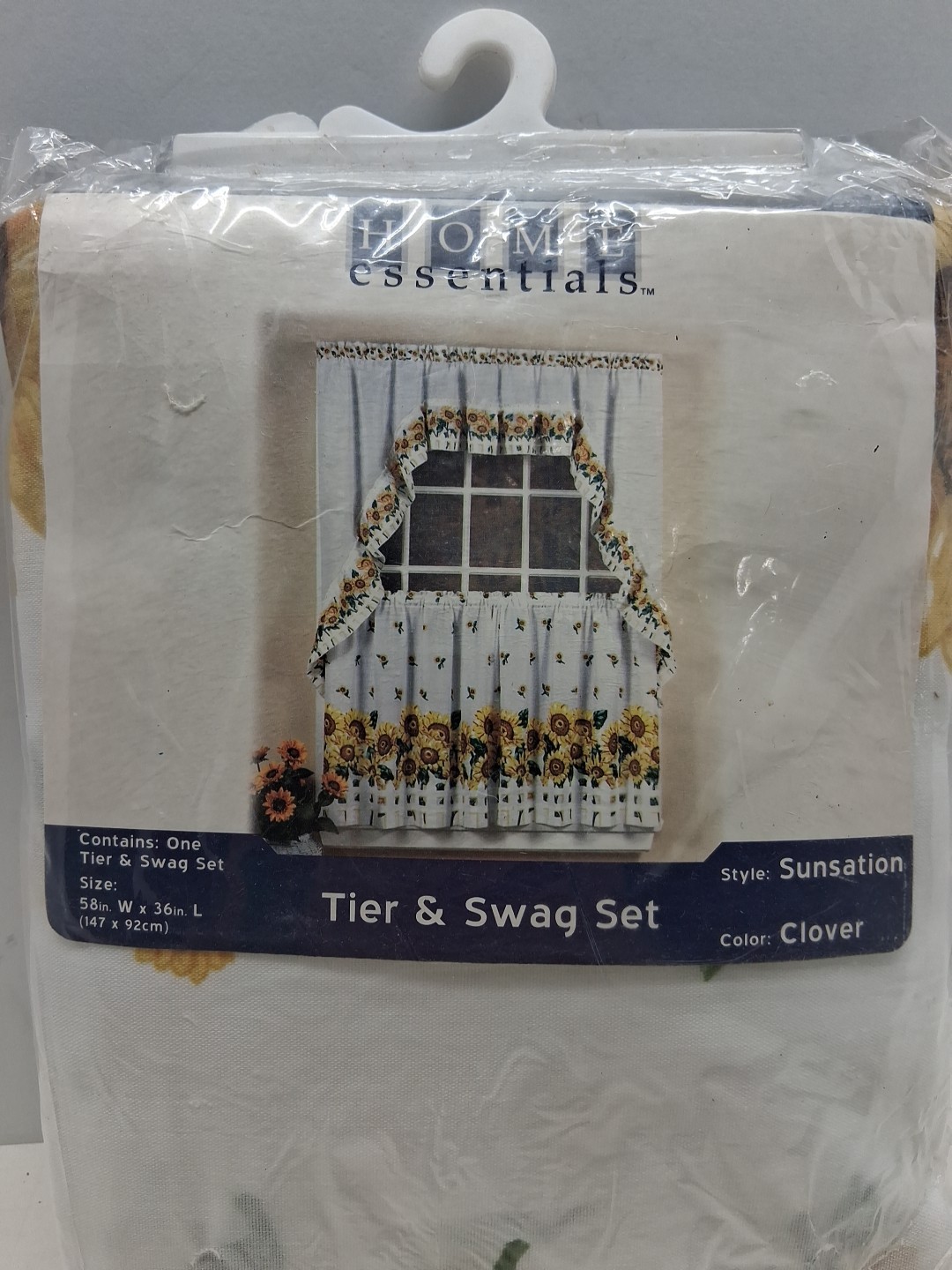 Home Essentials Tier & Swag Set Curtains Vintage Sunflowers, Sunsation, K-Mart