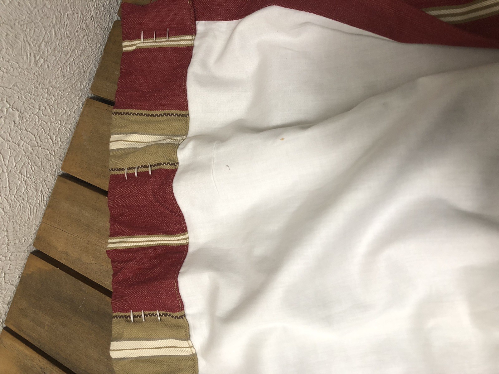 Pottery Barn Harrison Stripes Lined Curtain Panels 50×96″ 2Pc Red Tan EUC