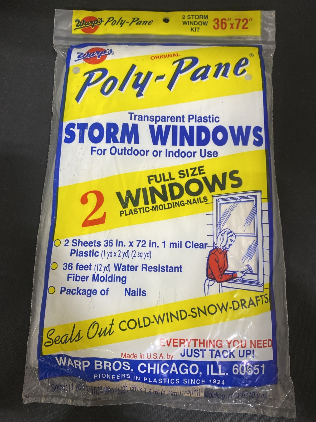 Warp’s 2 Piece 3’x6′ Storm Window Transparent Plastic Film Water Resistant Kit