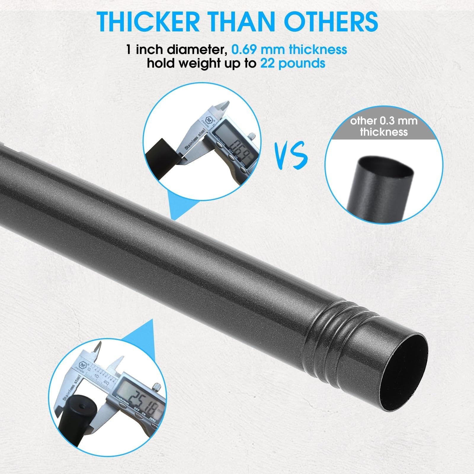 Industrial Curtain Rod Set with Brackets, 1 inch, 32-240″ – Hanging Rod for W…