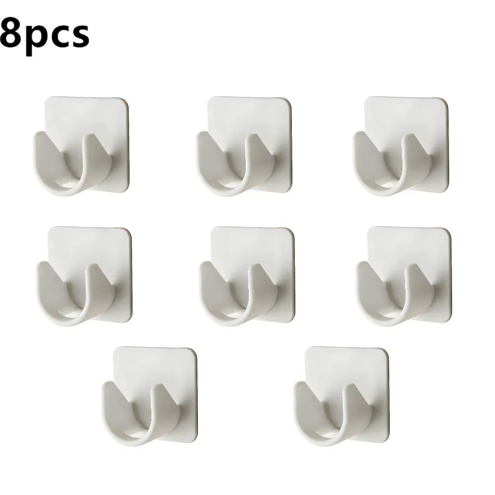 8PCS Nail Free Adjustable Curtain Rod Clip Brackets Self Adhesive Holder Hooks