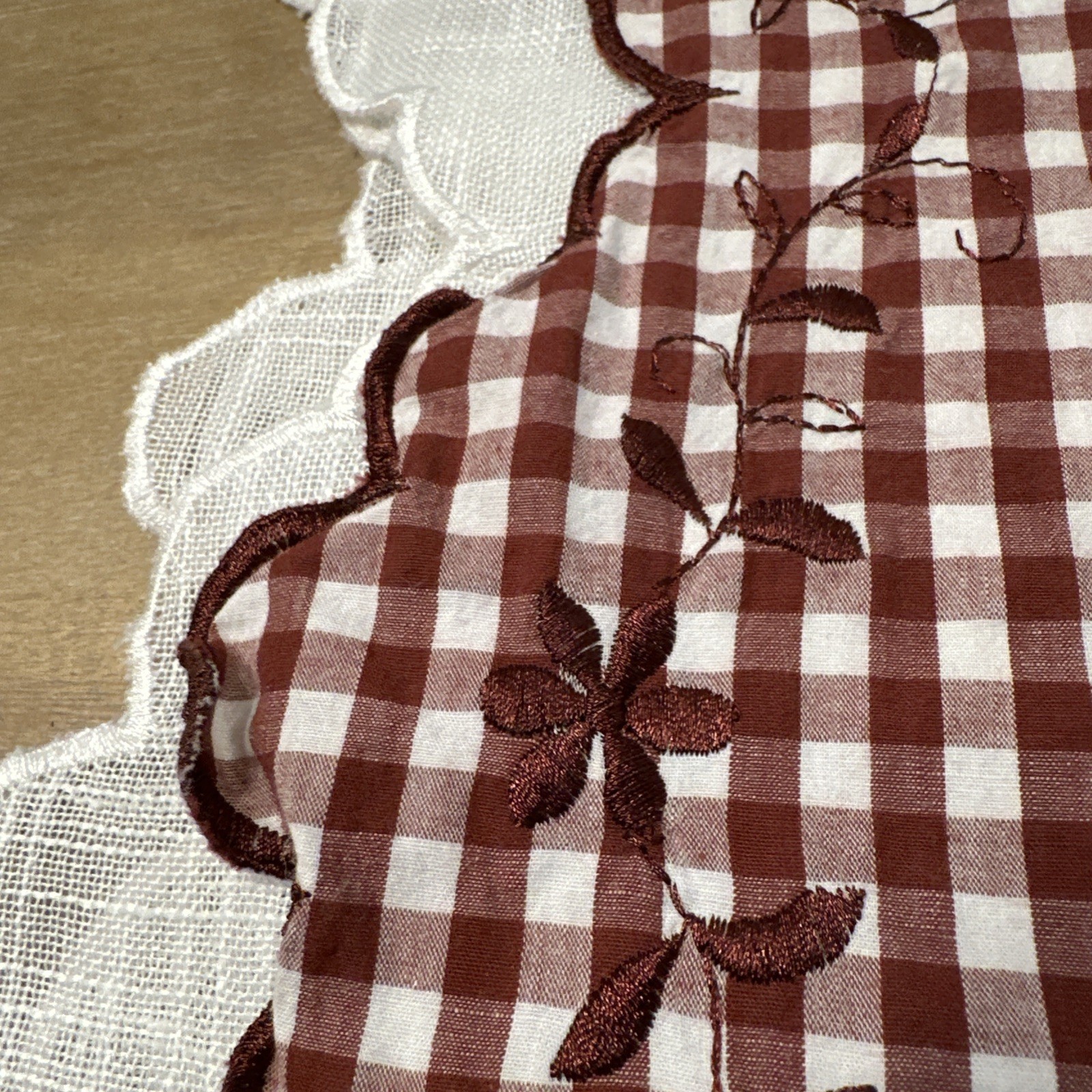 Curtains 3 Piece Valance Tier Set Red & White Farmhouse Plaid Country Polycotton