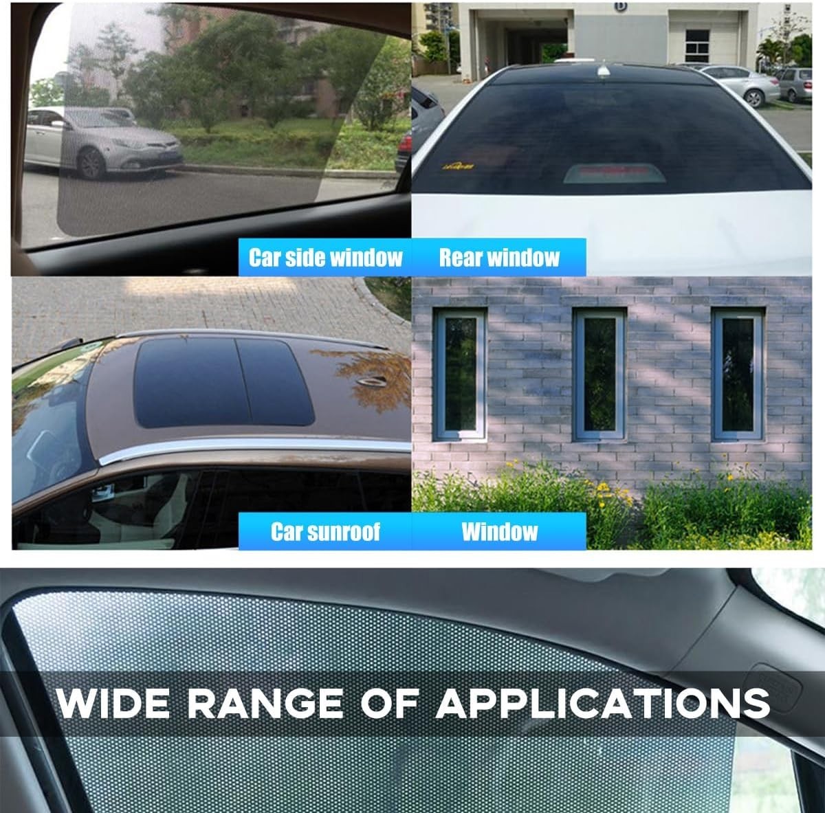 Ohleats 4 PCS Car Side Window Sunshade, 16.5″×15″ Static Cling Auto Black