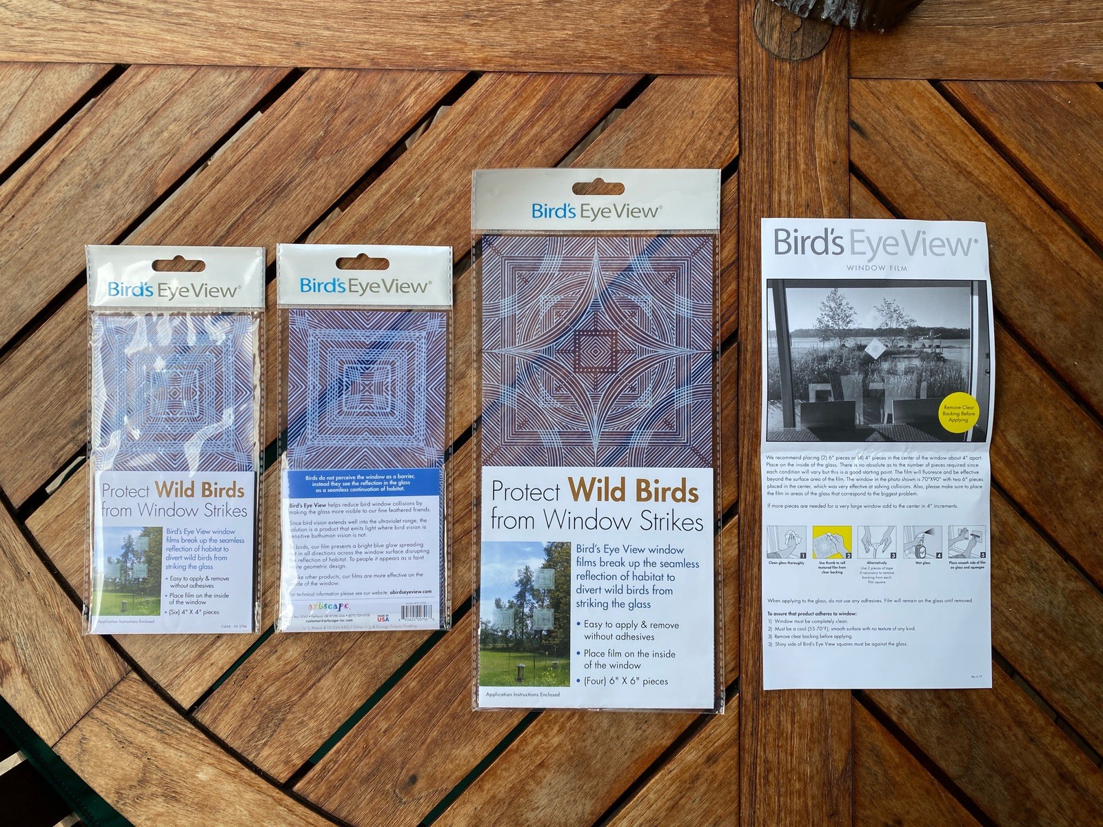 6”x6” 4″x4″ Artscape Bird’s Eye View Bird Window Anti Strike Reflective Lot 3