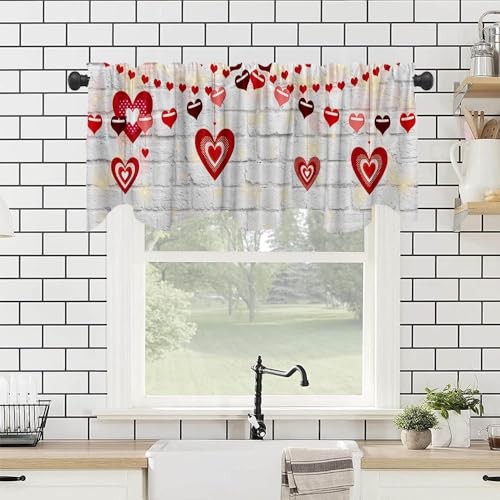 54×18 Inches Brick Wall Lamp String Valentine’s Day Window Treatment White