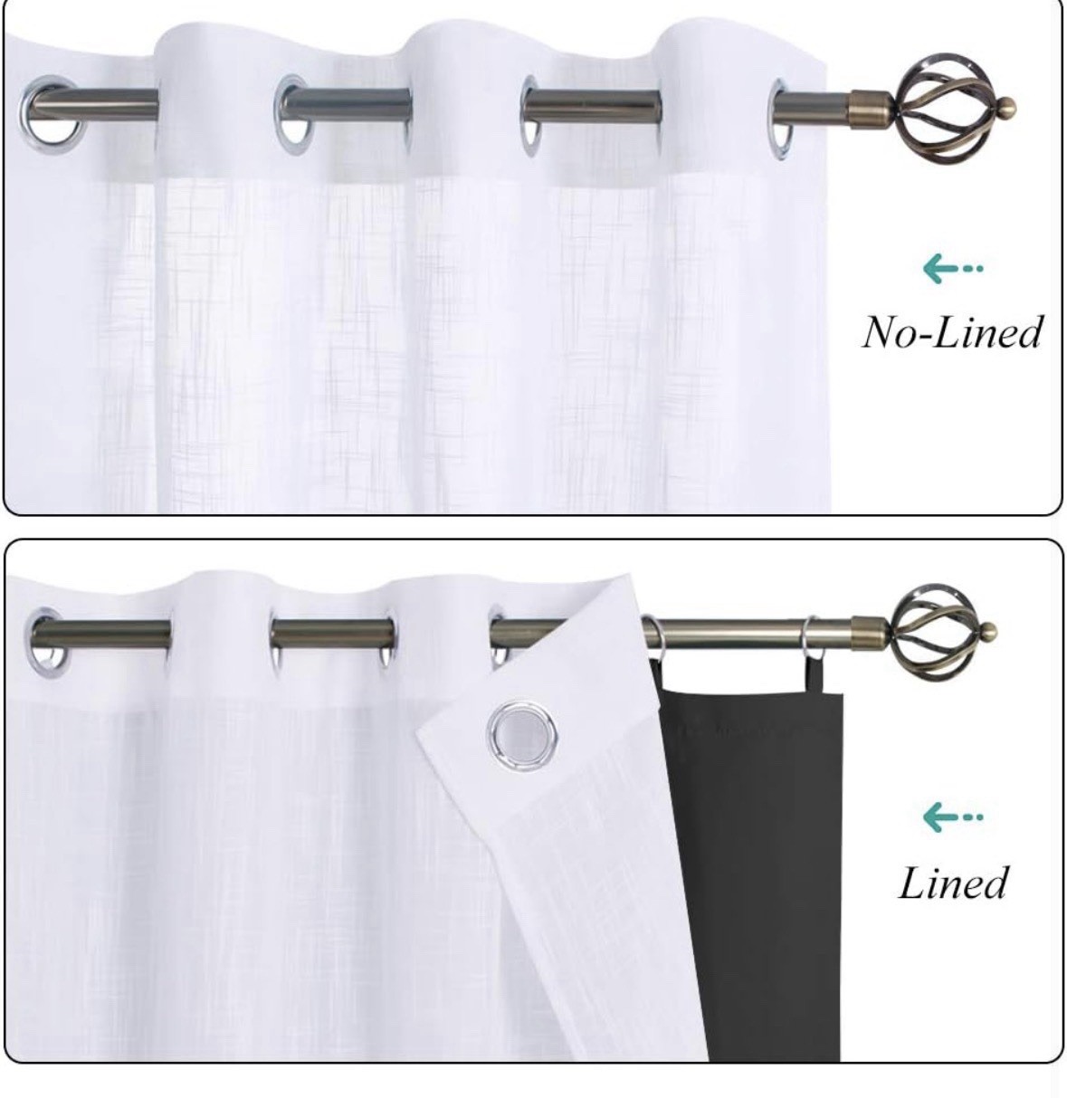 Curtain Liners 2 Panels Energy Efficiency Blackout Thermal Insulated Darkening
