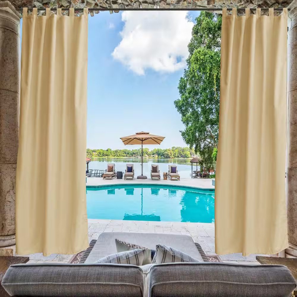 Beige Outdoor Thermal Grommet Blackout Curtain – 50 In. W X 96 In. L