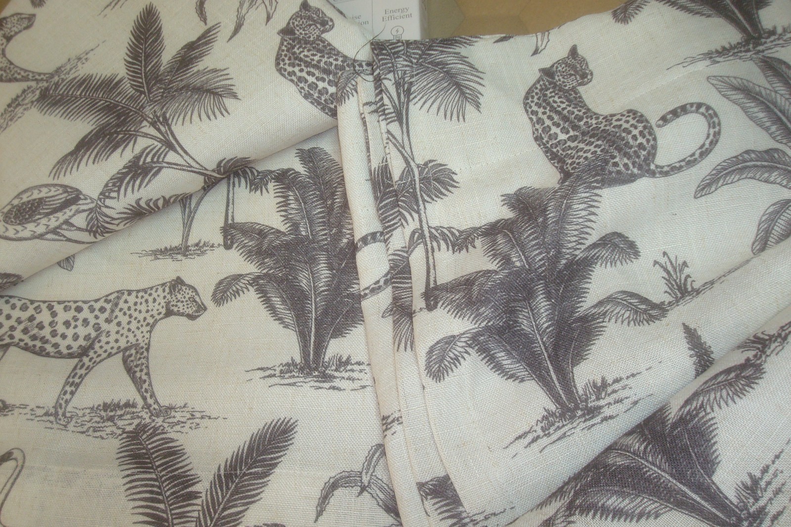 NWT Villeroy Boch Window Curtain Panels Lined 2 pc Jungle Toile Black out 84″ lg