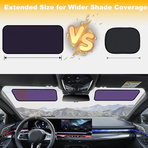 Square Car Window Shades for Windshield & Side Windows, 2-Pack Static Cling