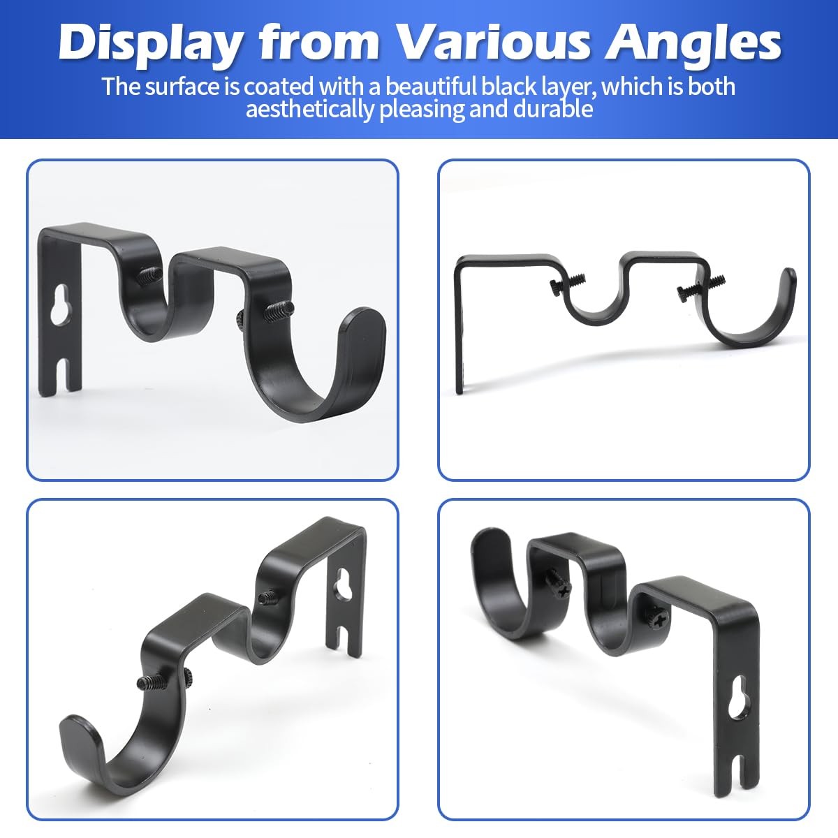 Heavy Duty Double Curtain Rod Bracket Double Rod Holders for 1 1/4 Inch and 3…