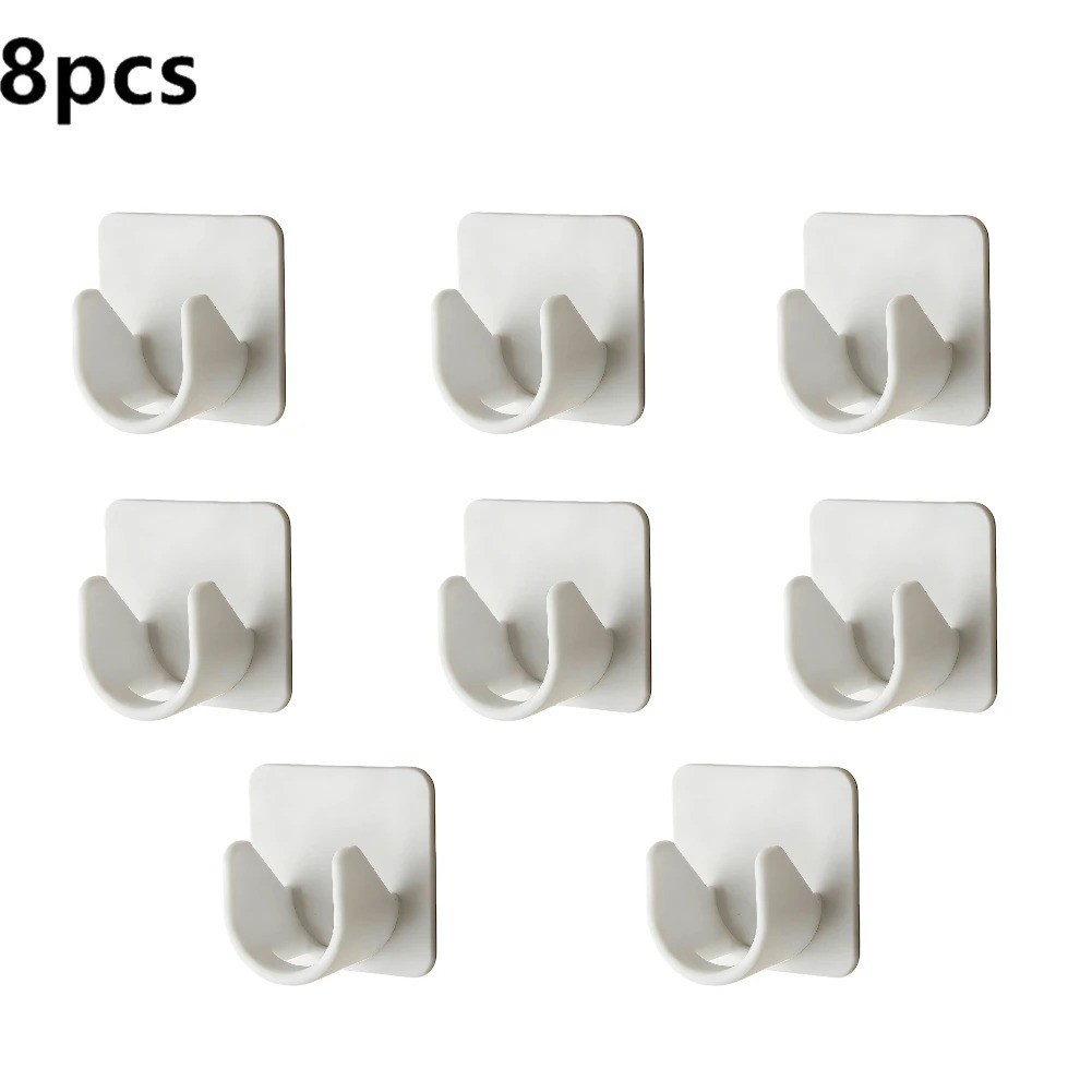 8 PCS No Drill Curtain Rod Brackets No Drilling Self Adhesive Curtain Rod Holder
