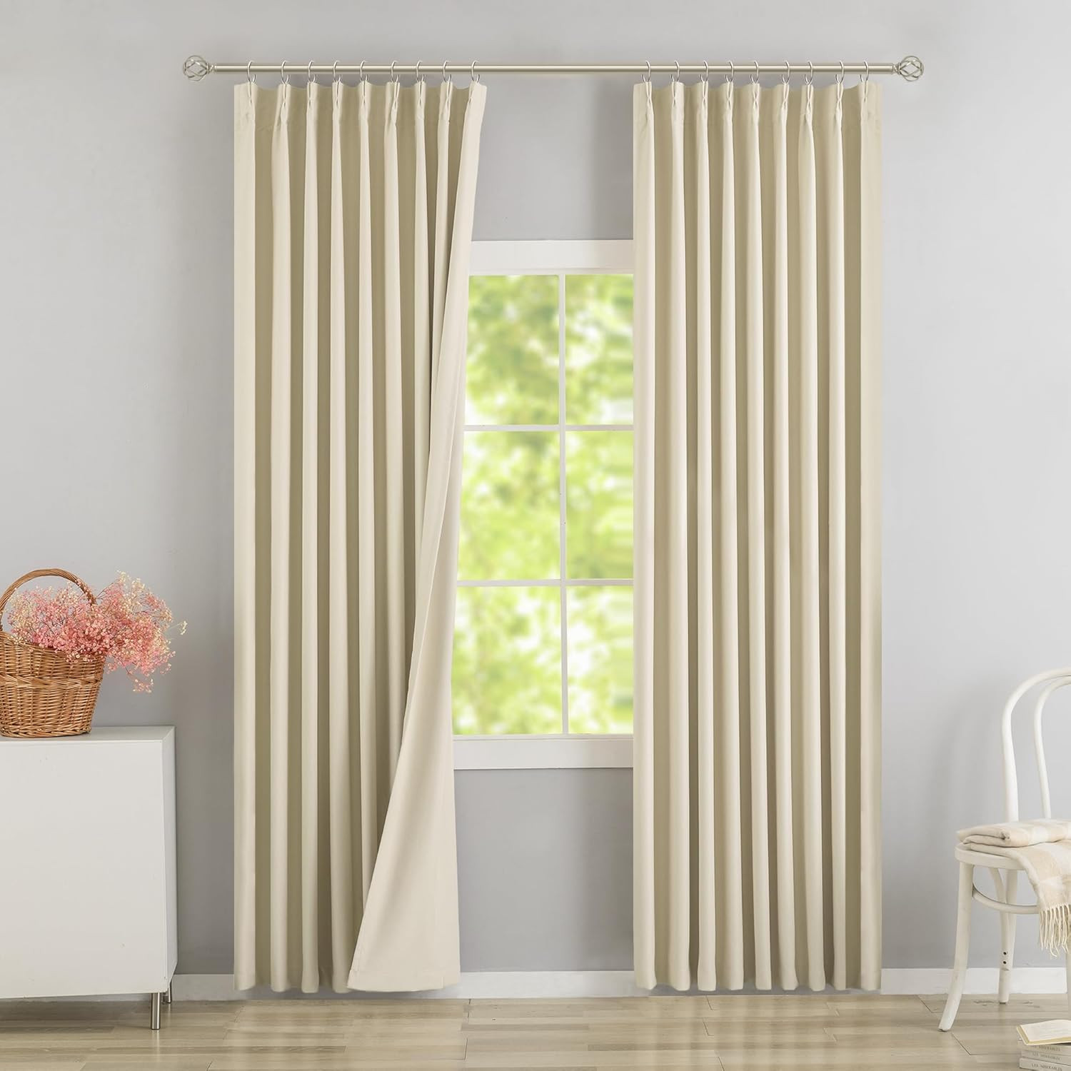 Extra Long Cream Blackout Curtains – 126″ Thermal Insulated 2 Panels