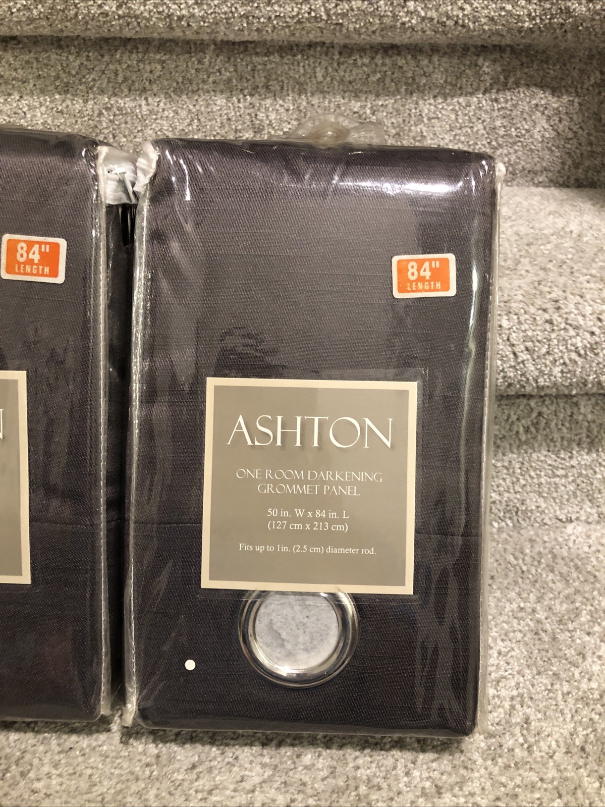 (2)Ashton Graphite Grey Grommet Top 50″ X 84″ Room Darkening Window Panel