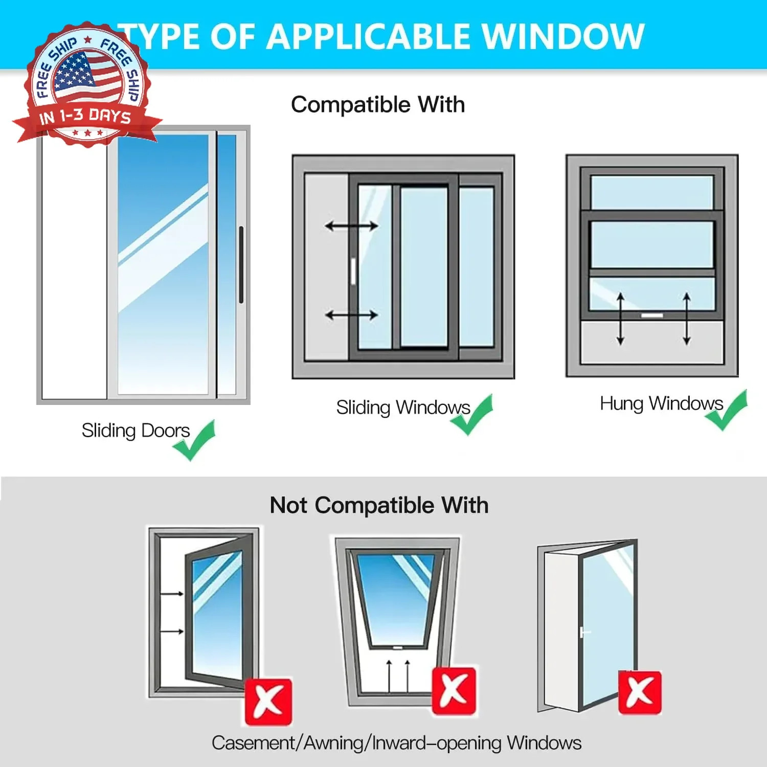 3-Layer Insulated Portable AC Window Seal Kit for Sliding Windows Adjustable Hei