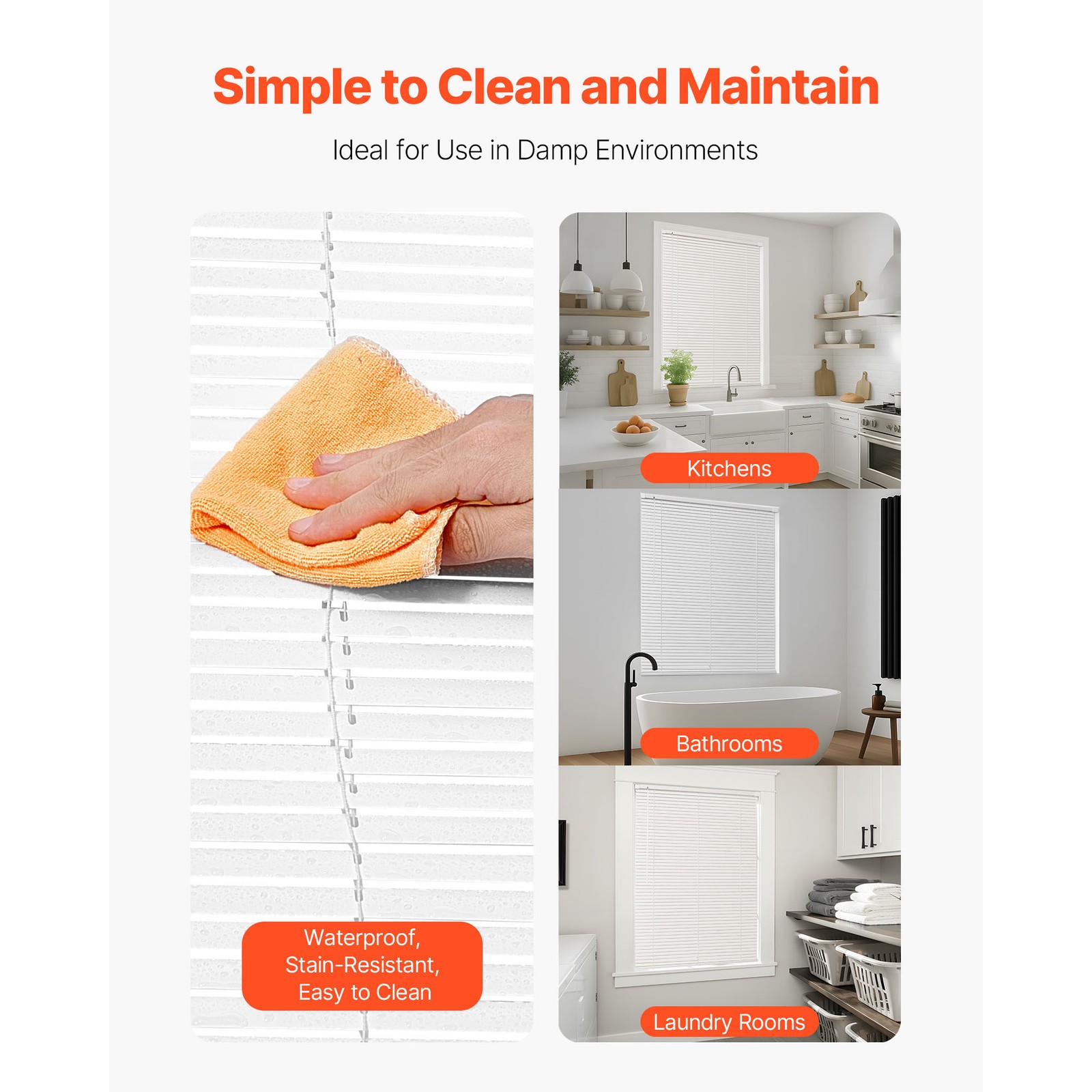 Uimoso Cordless Mini Blinds 43.3″ W x 48″ H, Light Filtering, No-Drill Design