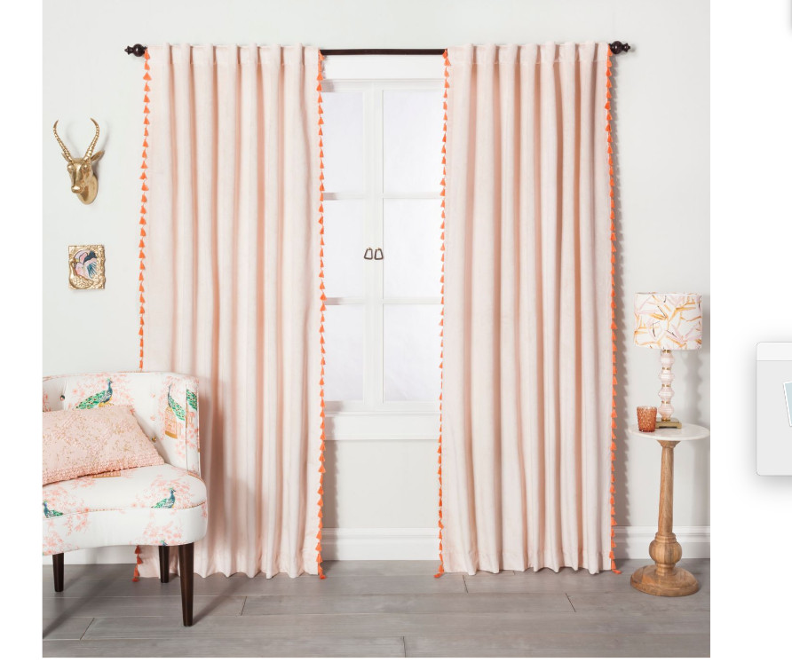TARGET OPAL HOUSE BLUSH/ORANGE VELVET BOHO (2) PANELS CURTAINS 53×80