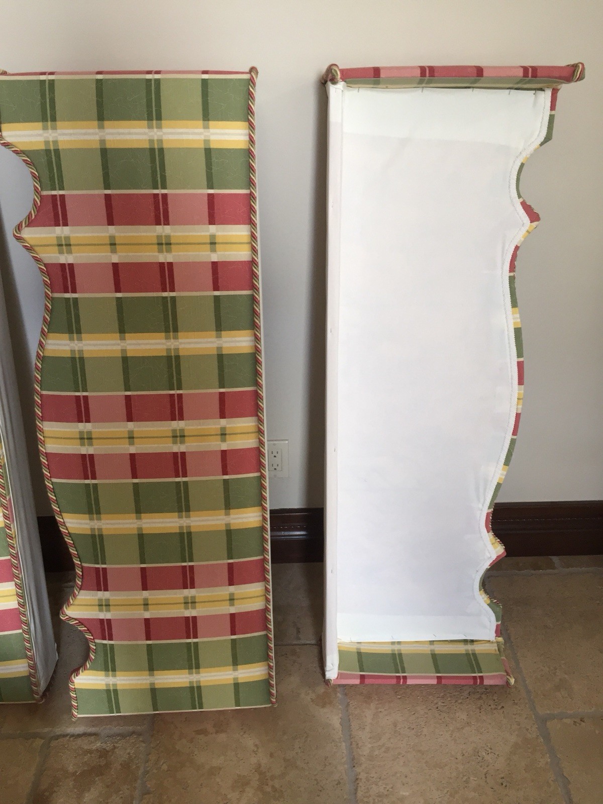 ETHAN ALLEN~ Pink/Green/Yellow Plaid Cotton Window Cornice Valance 48x17x6 *EUC*