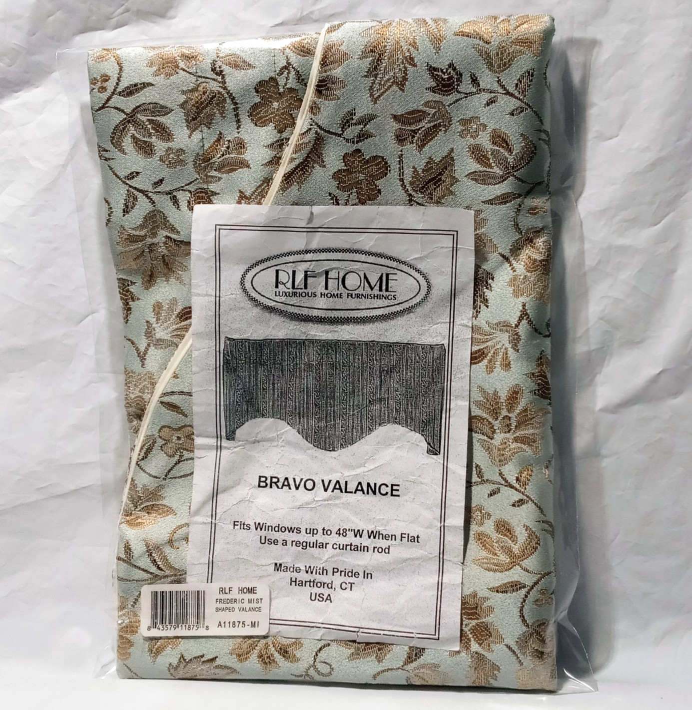 Palladian Blue (Light Green Blue) Lined Silky Window Valance 50×17 in New USA