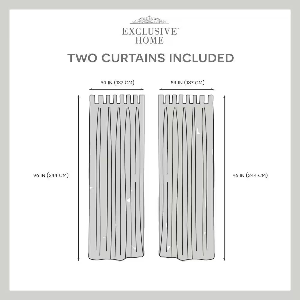 Bella Silver Solid Sheer Tab Top Curtain, 54 In. W X 96 In. L (Set of 2)