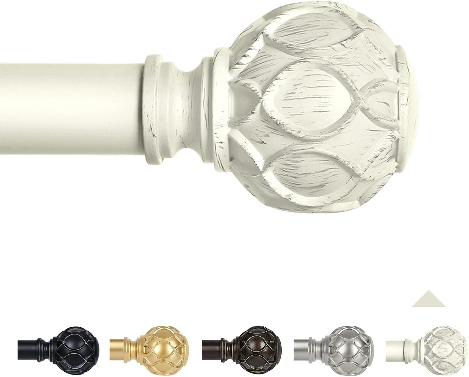 White Farmhouse Curtain Rods for Windows:36-88″ Heavy Duty Adjustable Curtain…