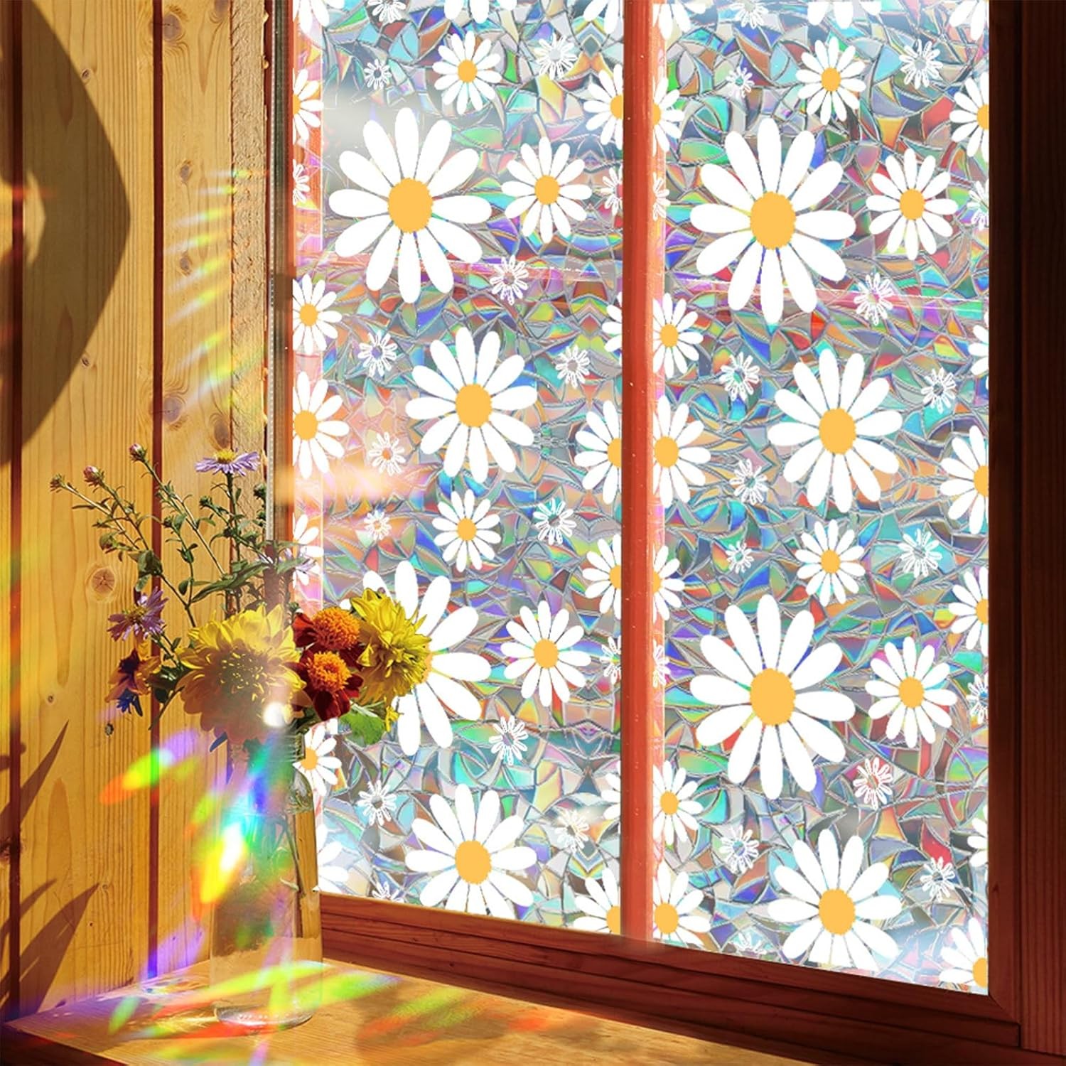 Rainbow Window Film Static Cling – Daisy Design Bird Deterrent Sticker