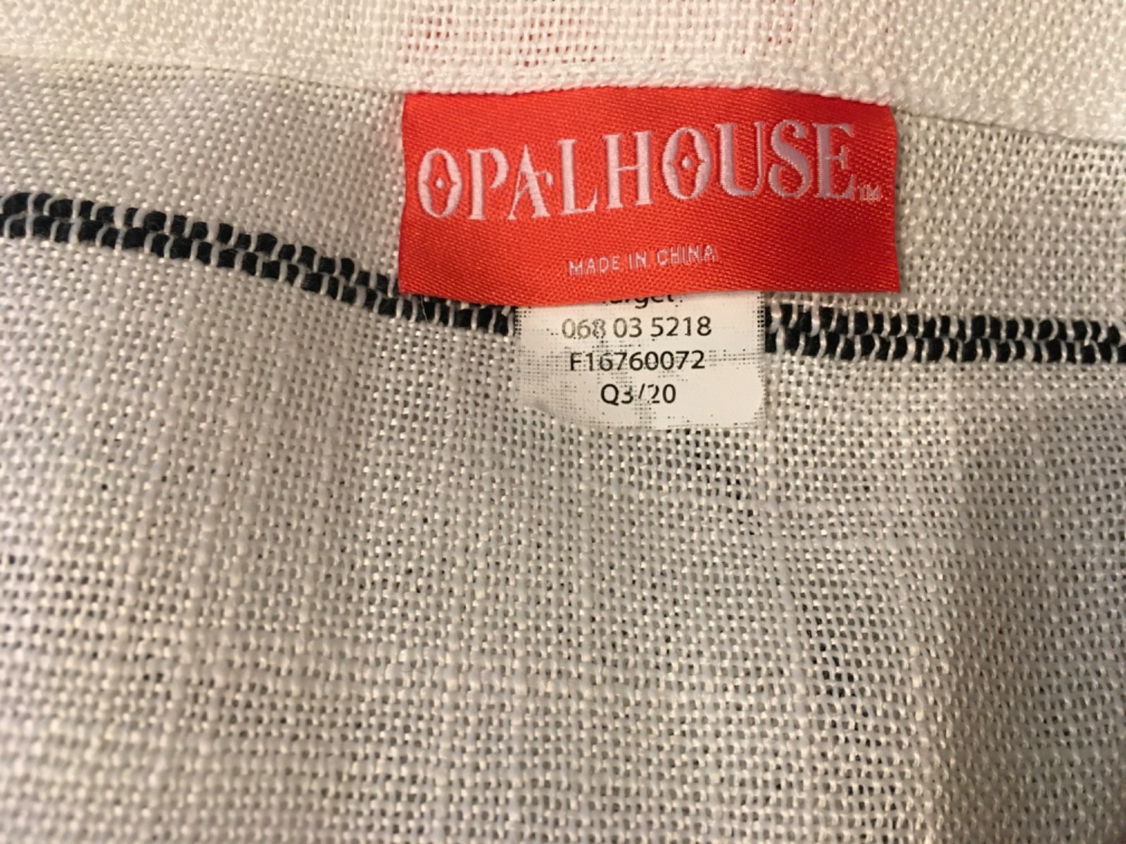 Opal House 84×54 Woven Black & White Stripe Curtain Panel with tassels on sides