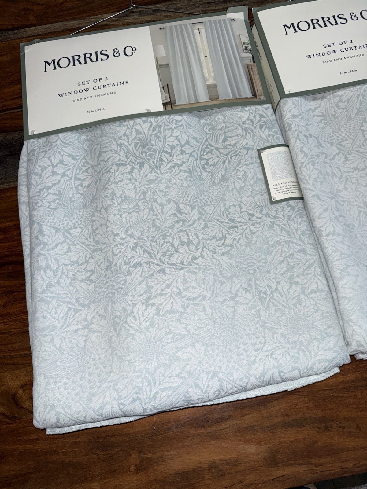 Morris & Co. ‘Bird and Anemone’ Jacquard Window Curtains 4 Panels 36 x 84