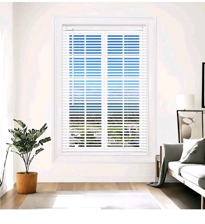 Cordless Vinyl Mini L Blinds 31″ W x 64″ H, 1″ Slat White, FreeShipL48