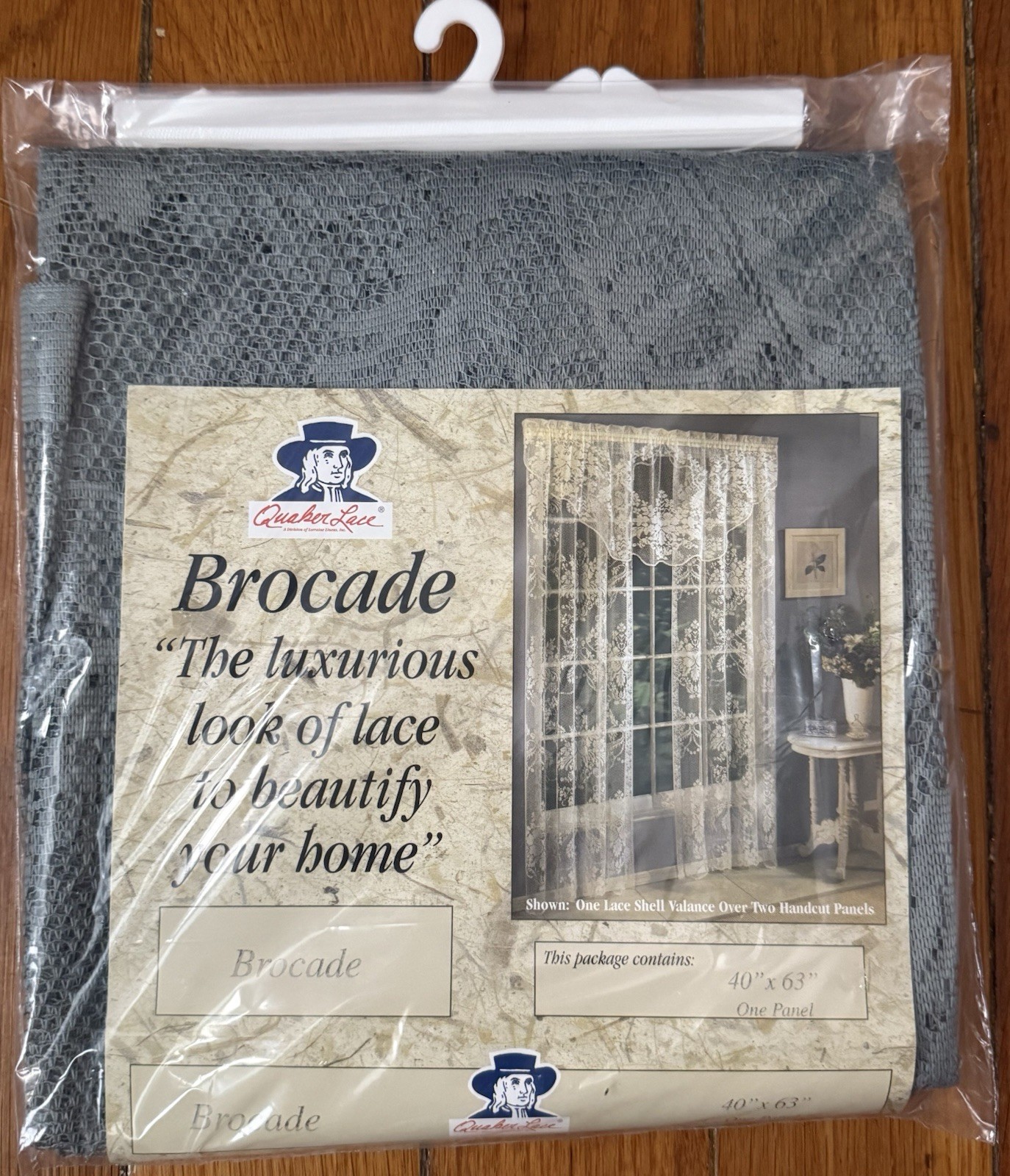 NOS Vintage Quaker Lace Brocade 2 Panels – Each is 40”Wx63”L Sage Green New