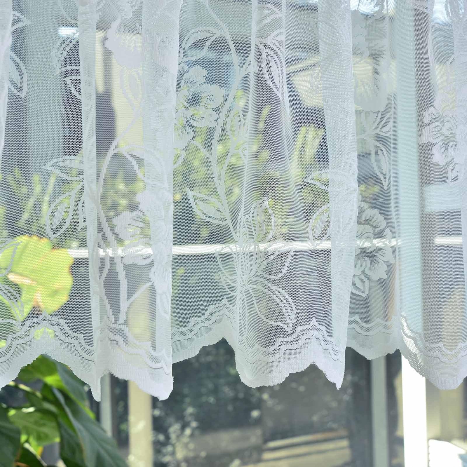 Lace Valance for Windows, 1 Panel W52 x L18 Inch Country Rustic Leaf Floral S…