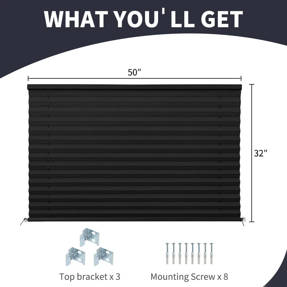 RV Blinds Camper Window Blackout Shades Curtains 50″ W x 32″ L w/Install
