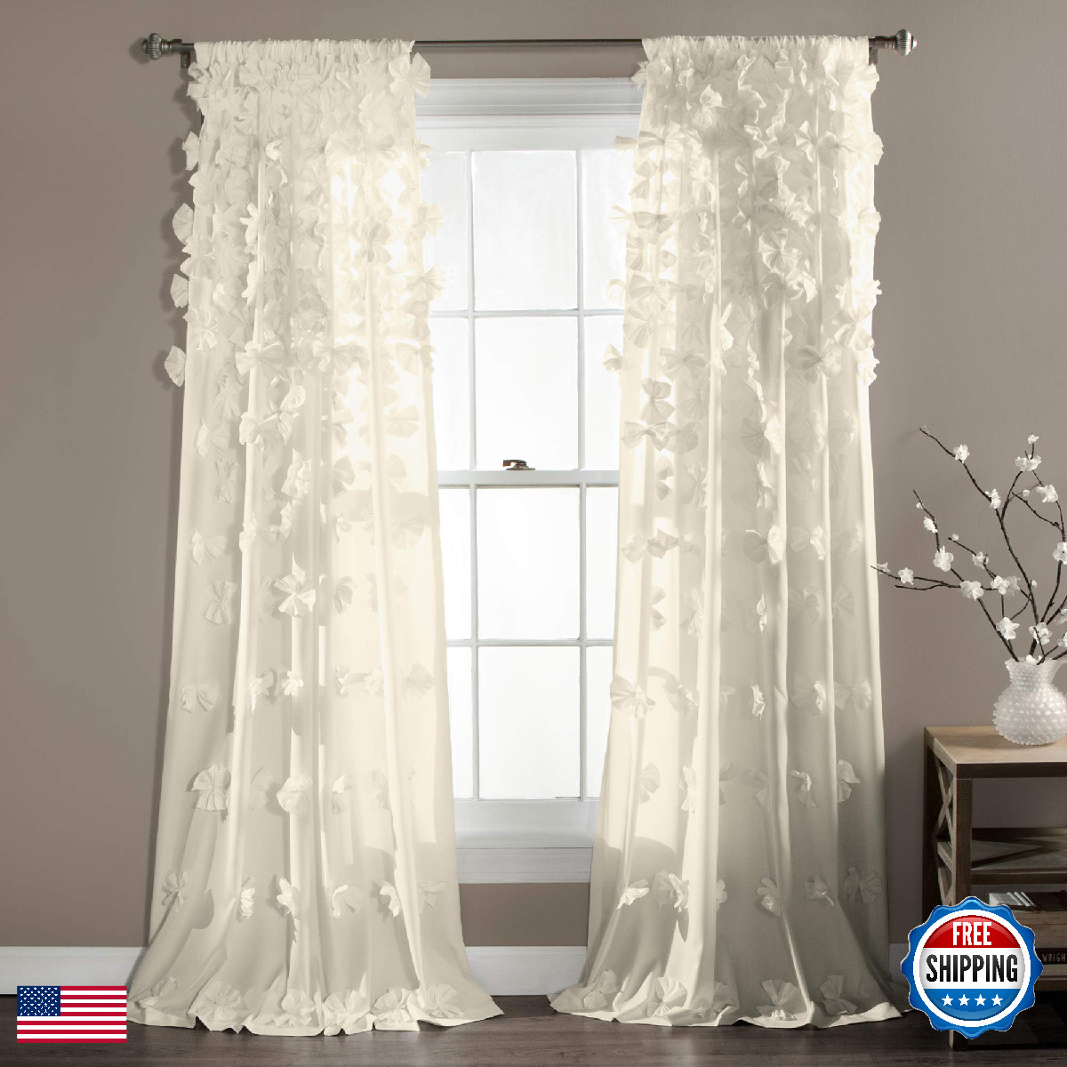Lush Decor Lush Riley Light Filtering Window Curtain Panel Single 54 W X 108 L