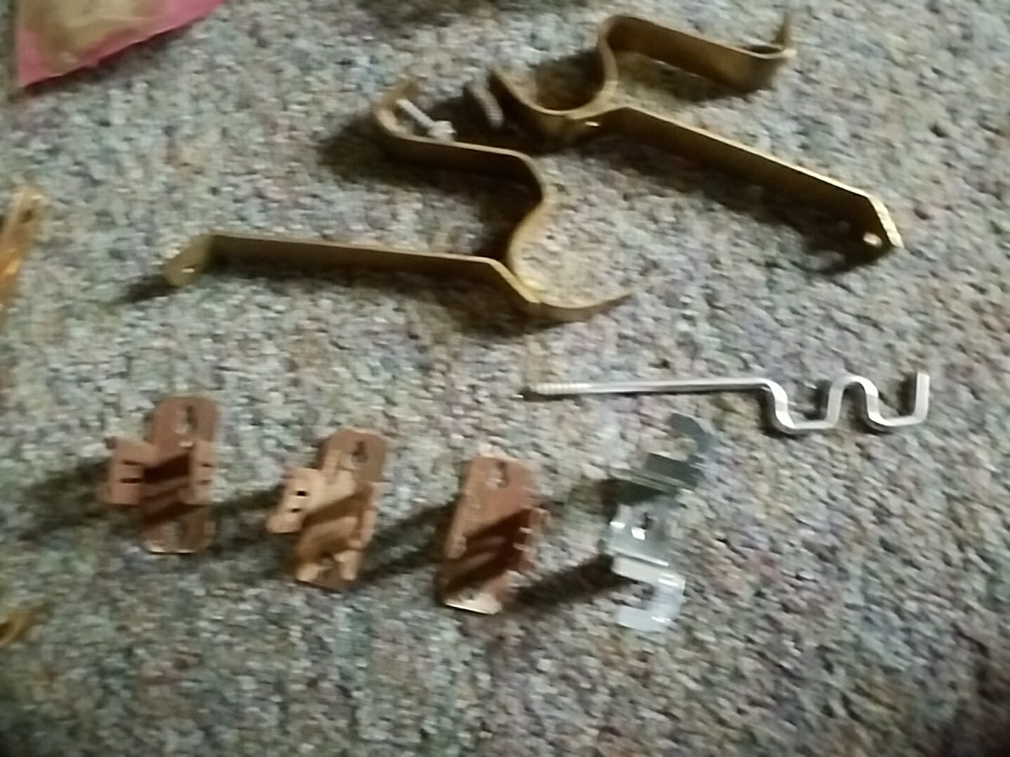 Vintage Lot of Curtain Rod Brackets Assortment Brass Metal White Hardware Parts