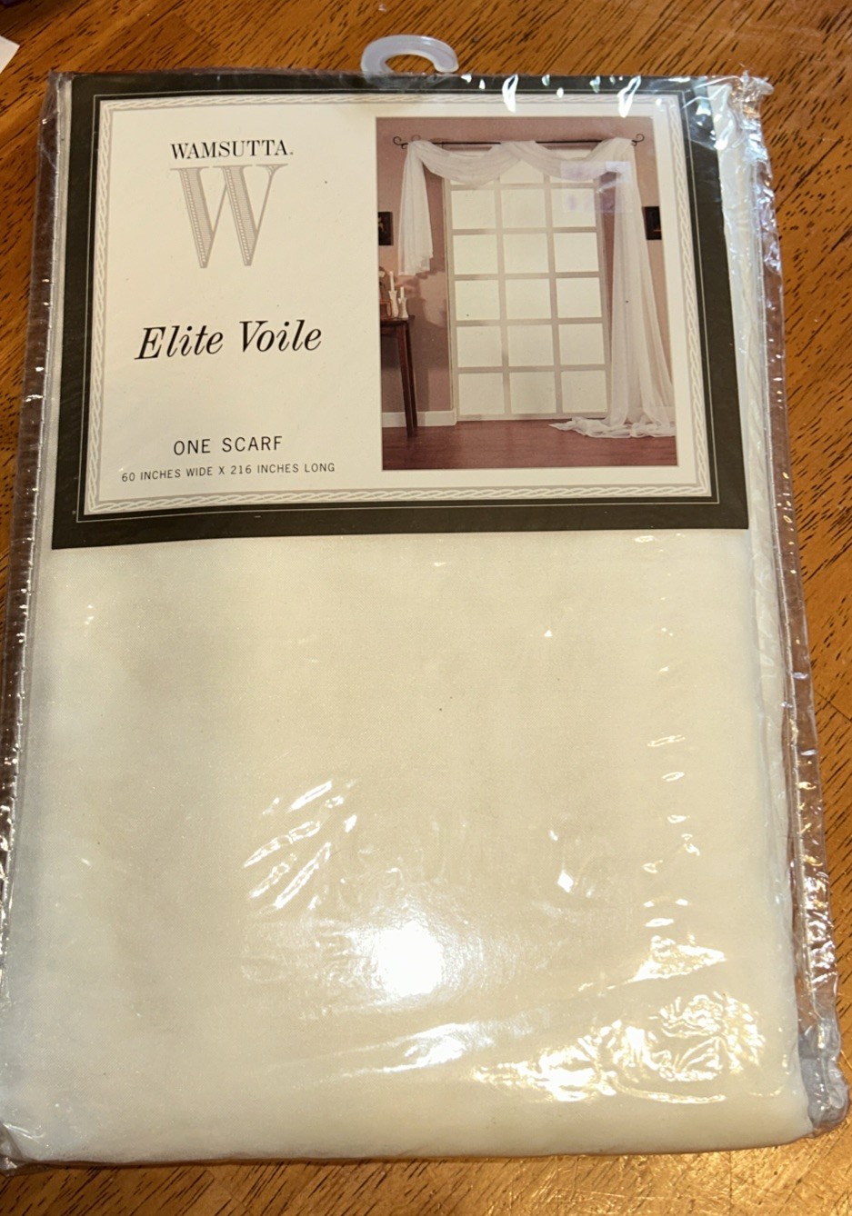 Wamsutta Elite Voile Window Scarf 60” x 216” Eggshell Color NIP One Scarf