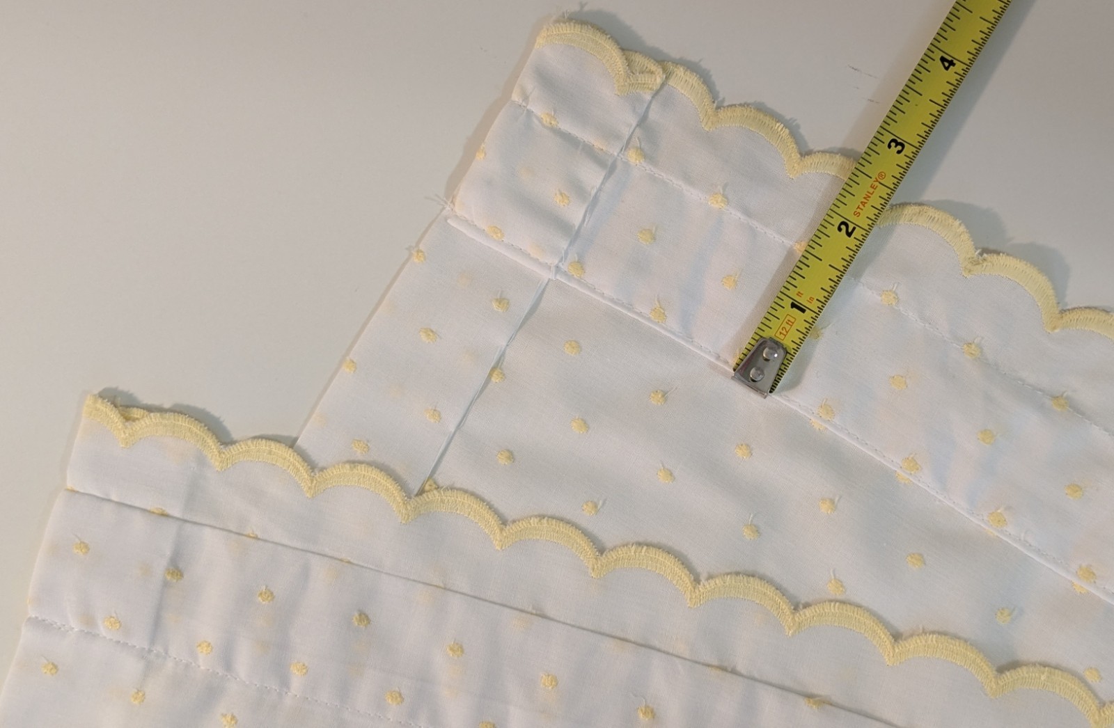 Set of 4 Handmade Swiss Dot Curtain Panels White&Yellow 51″ LONG X 73″ WIDE