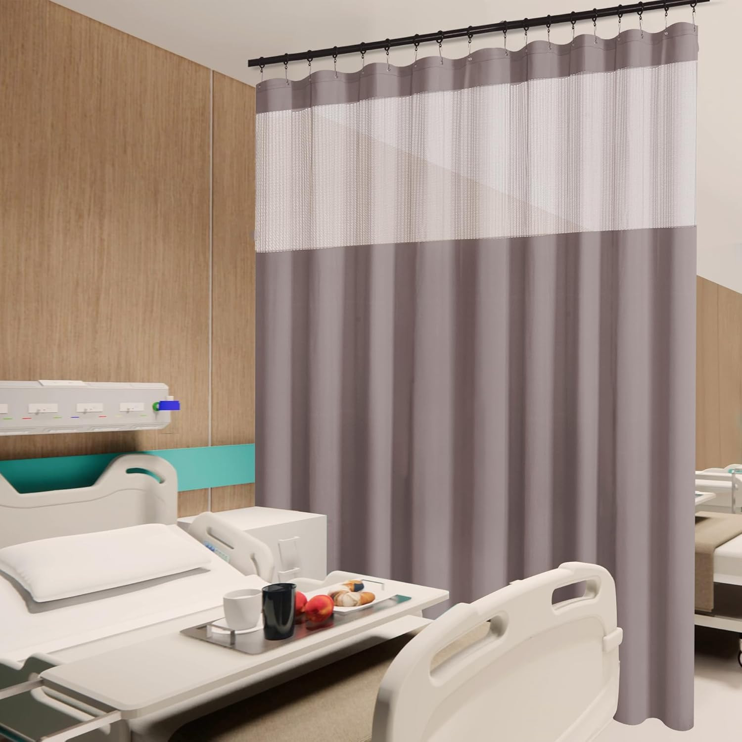 Flame Retardant Hospital Curtain Divider, 5x8ft Grey Privacy Panel
