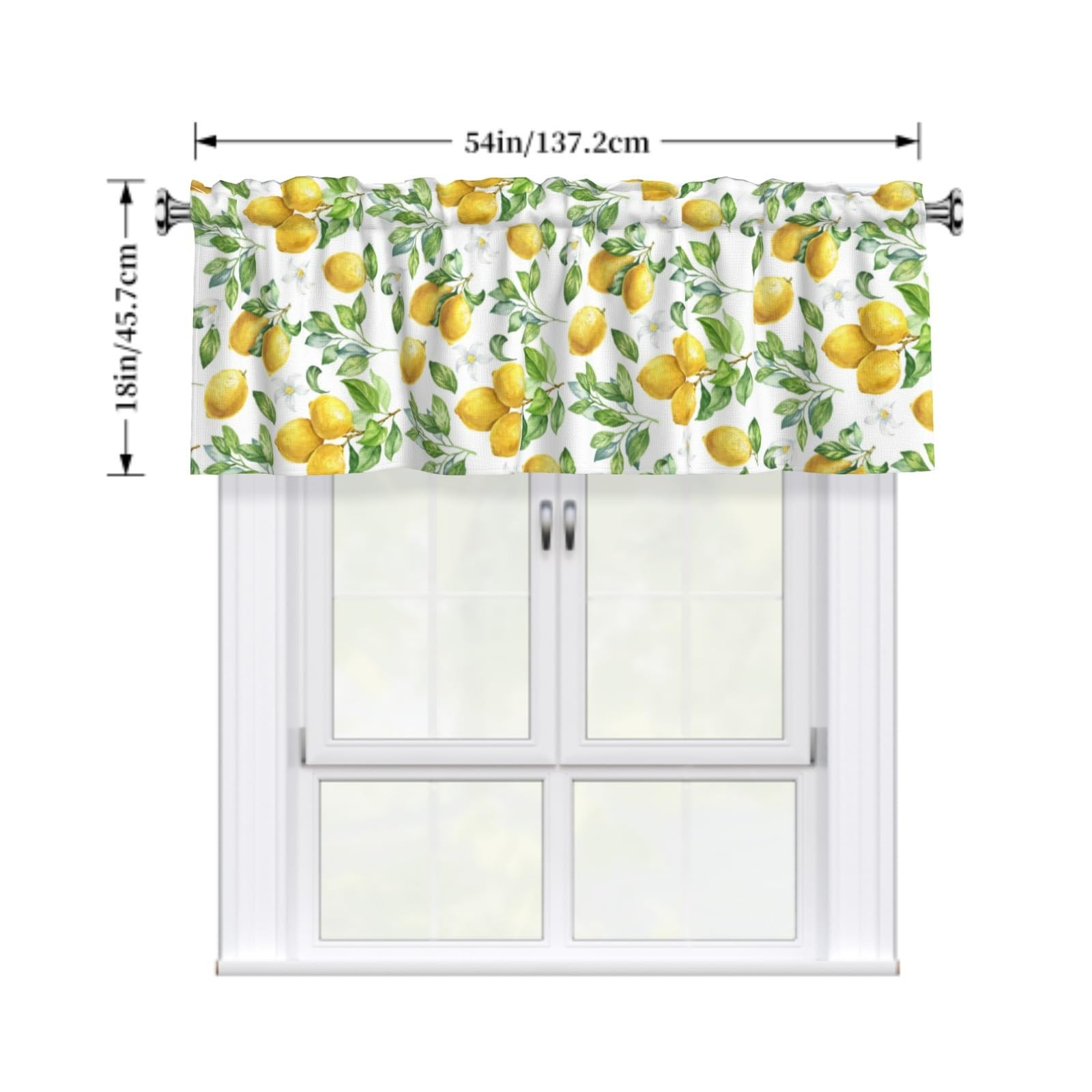 Yellow Lemon Valances for Kitchen Spring Fruit Short Curtains 54×18 Inch Wate…