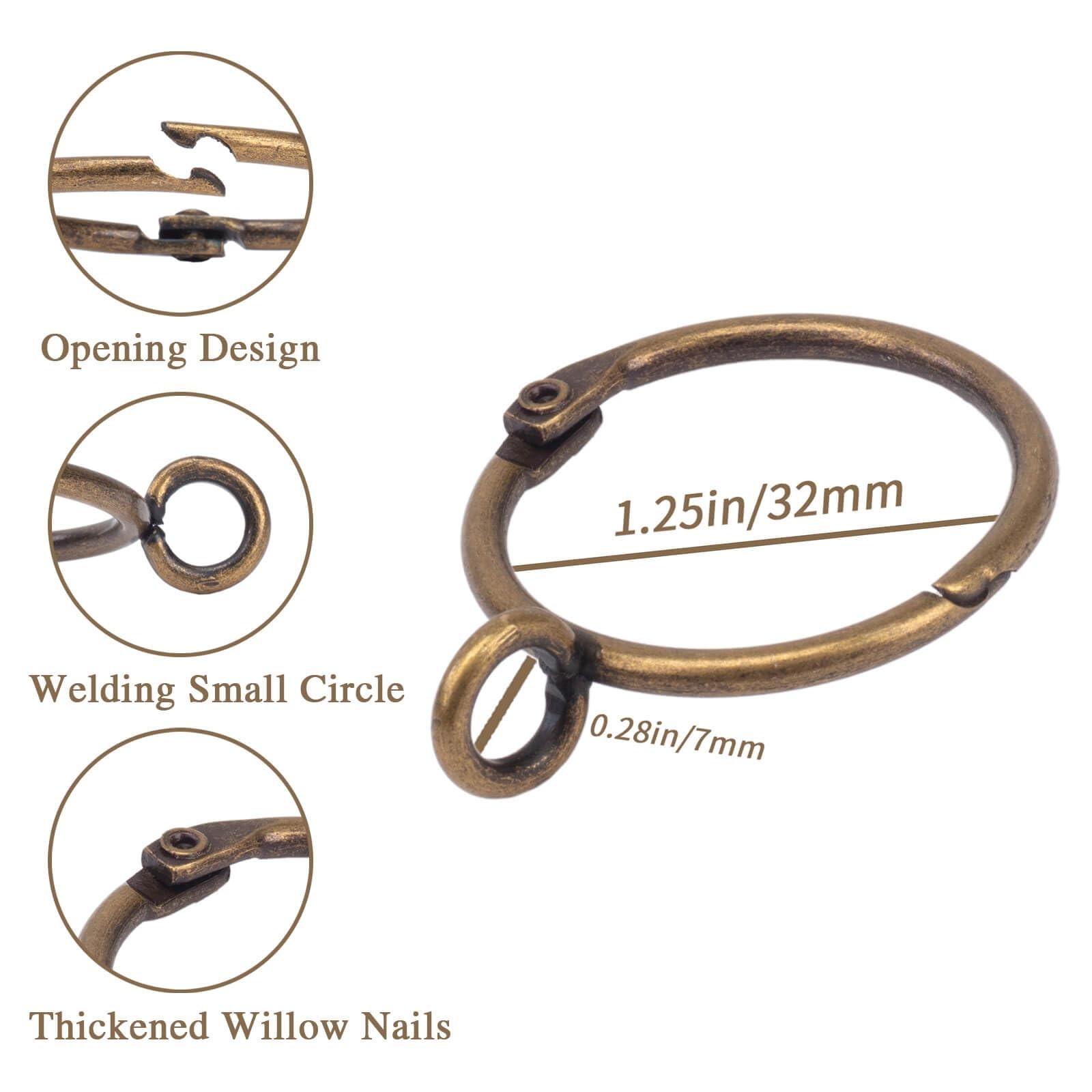 Openable Curtain Rings with Eyelet,24PCS Curtain Rings,Drapes Rings 1.25 in I