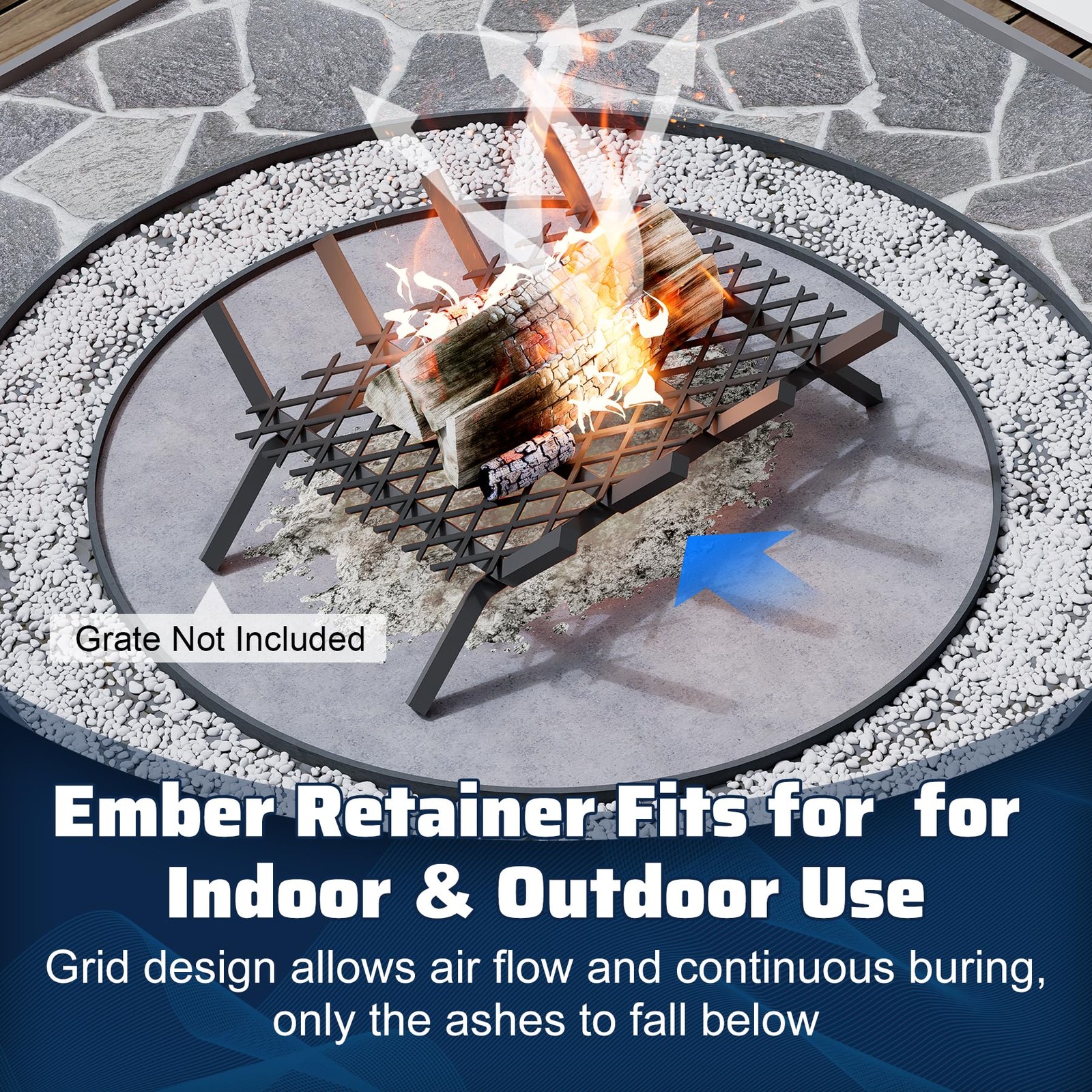 2 PCS Ember Retainer Fireplace Grate Metal Mesh Keep Embers 16×10 Inch Tool