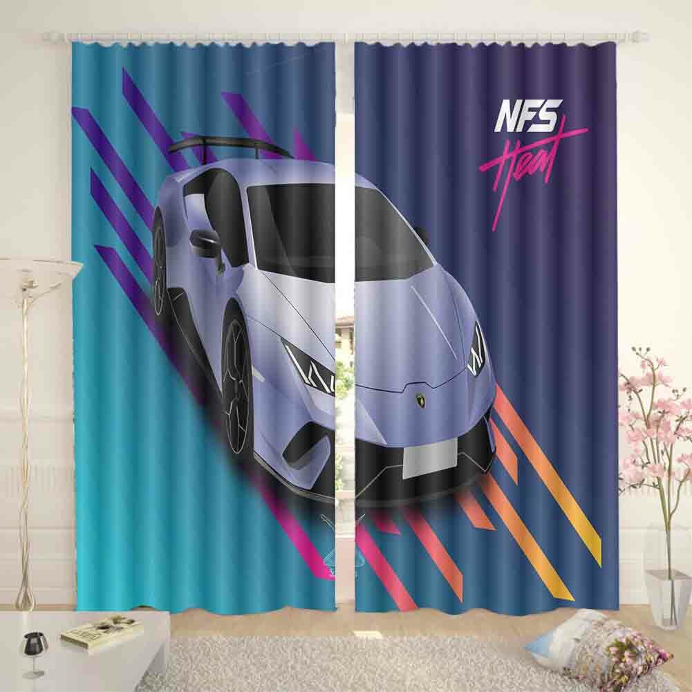 Illusion Case Car Sky 3D Curtain Blockout Photo Printing Curtains Drape Fabric