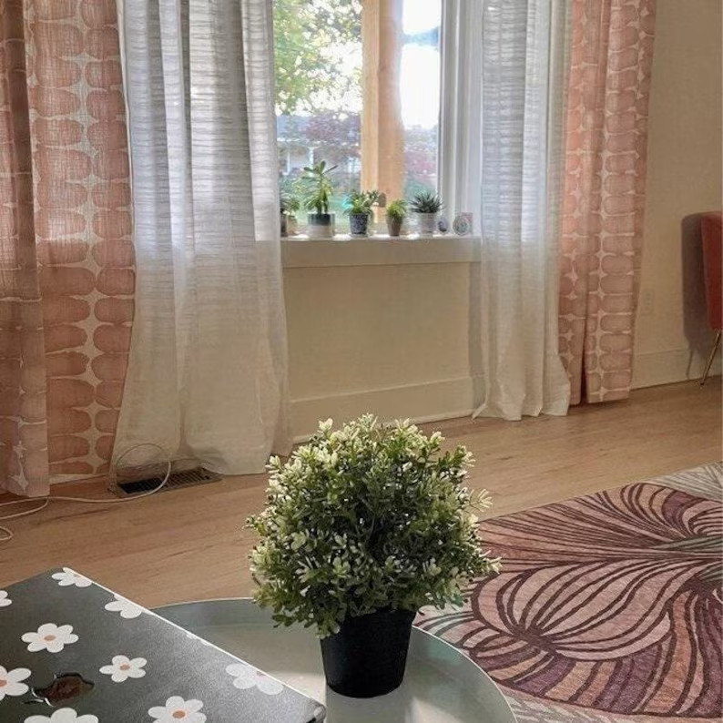Curtains Made in the USA, Shibori Dot Blush, Medium Weight Cotton Slub