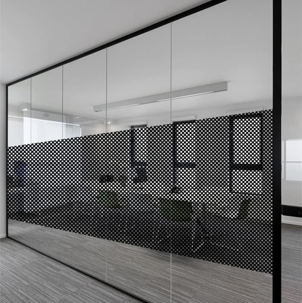 Oneway Perforated Black Vinyl Privacy Window Film Electrostatic Adhesive Glass