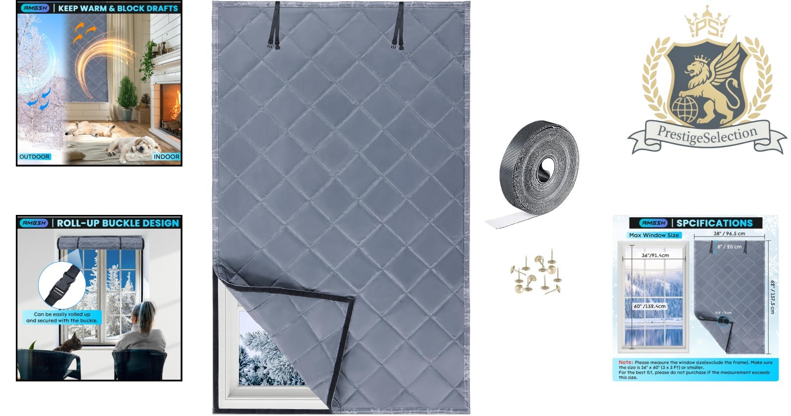 Sleek Thermal Window Insulation Cover 38″ x 62″ – Noise Reducing Design