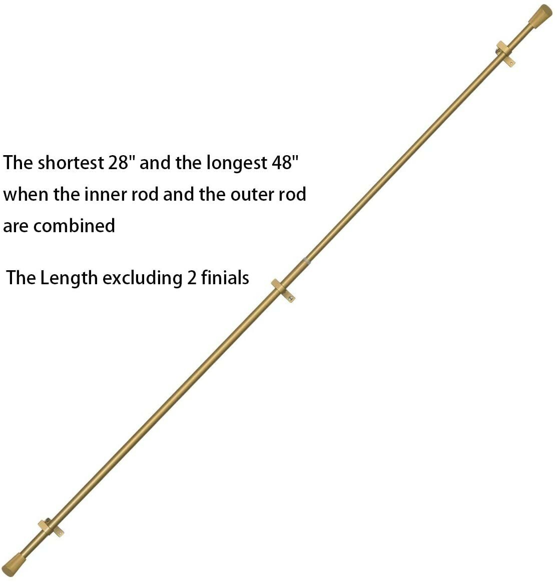 Vimayta 3/4 inch Curtain Rod with Bevel Horn Finials Curtain Rod 28-48 inches